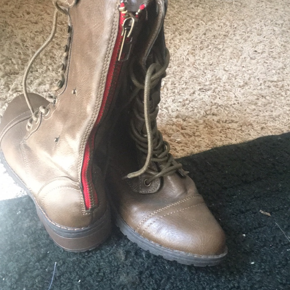 Brown combat boots